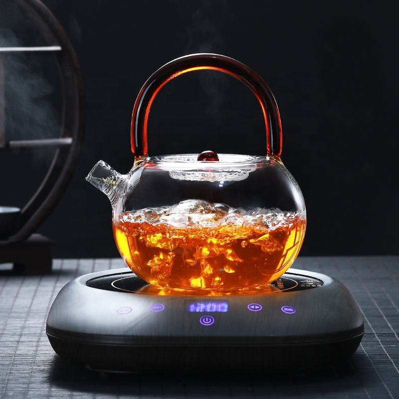 Vintage Heat-Resistant Glass Teapot with Color Handle Customized Kettle Tea Maker