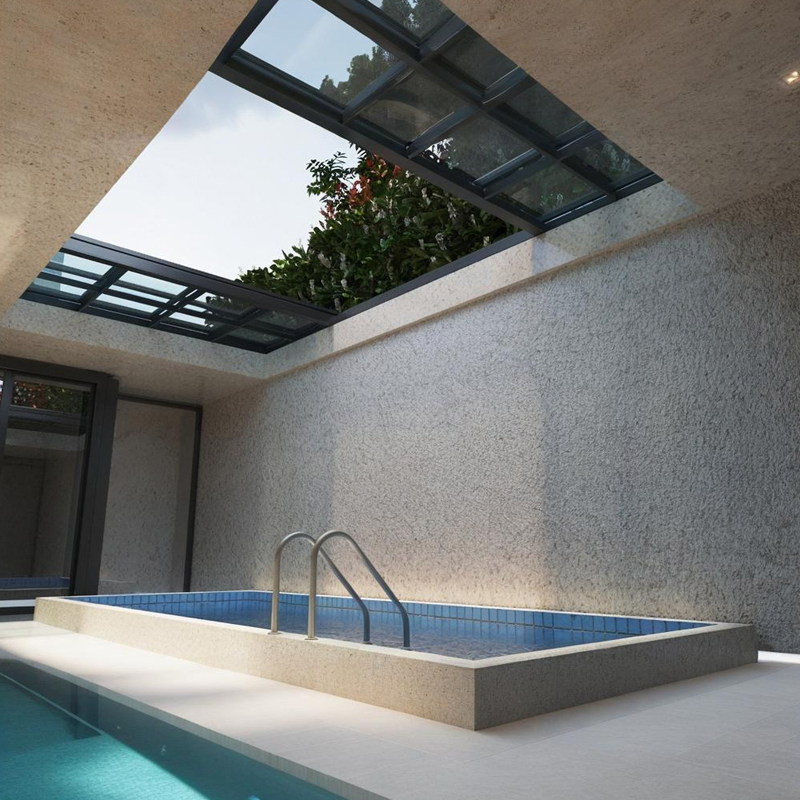 Electric Automatic Sliding Rooflight Balcony Patio Flat Roof Awning Remote Control PVC Glass Material Patio Skylight Sliding Skylight