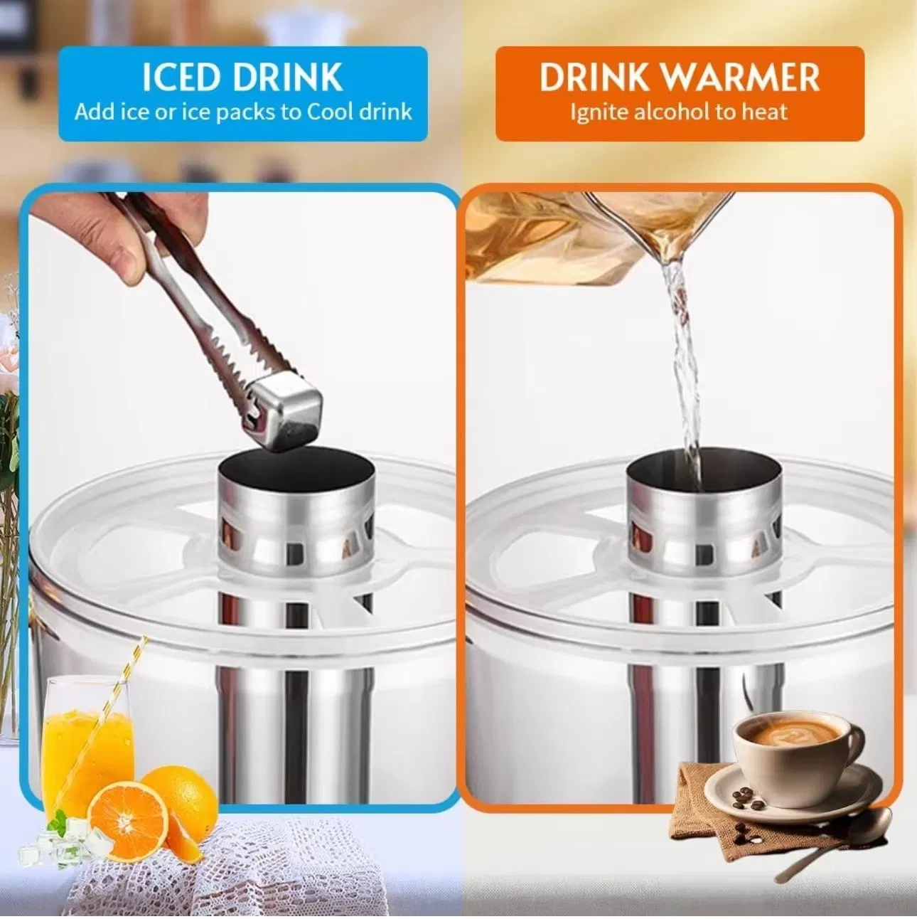 Heavy Duty Beverage Dispenser Stainless Steel Buffet Drink Server Beer Dispenser with Tap 8L Server