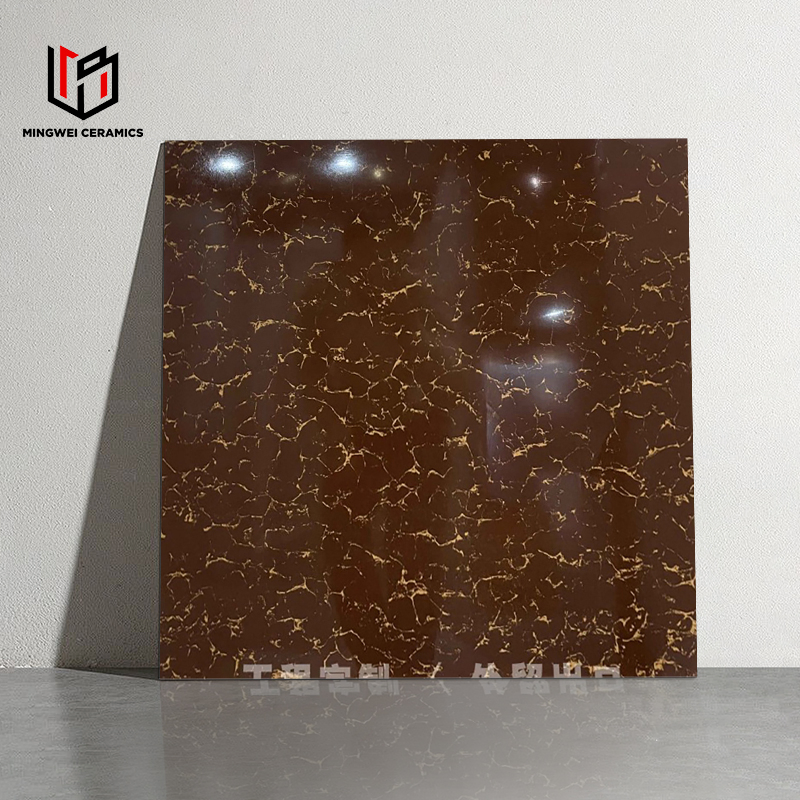 Premium Glossy Marble Pattern Tiles for Hotel Flooring Gilded Black Tile