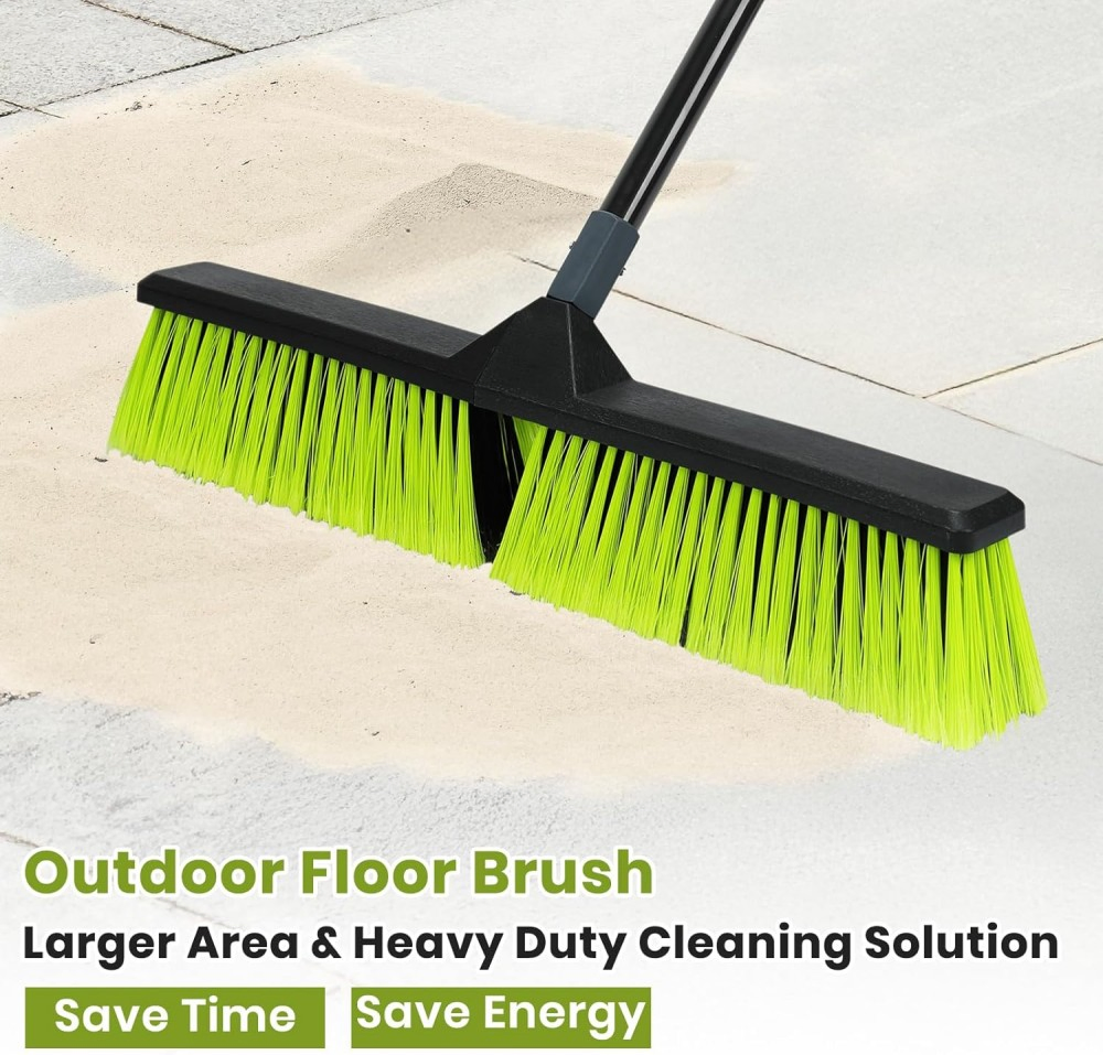 Outdoor 24in Push Broom for Concrete Floor with Stiff Bristle Long Handle Household Cleaning Tools & Accessories