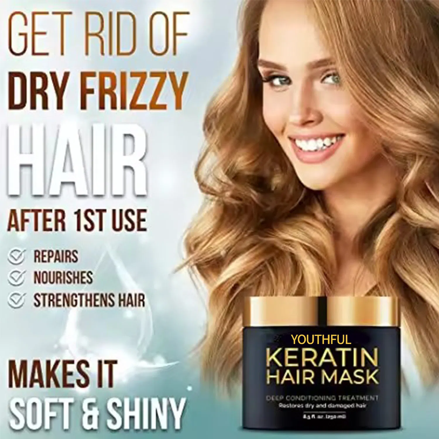 Sulfate Free Anti-Frizz Moisturizing Smoothing Keratin Creamy Collagen Hair Mask