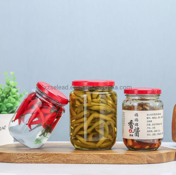Transparent Round Shape 100ml 200ml 240ml 350ml 500ml Honey Jam Jelly Glass Jars with Metal Lid