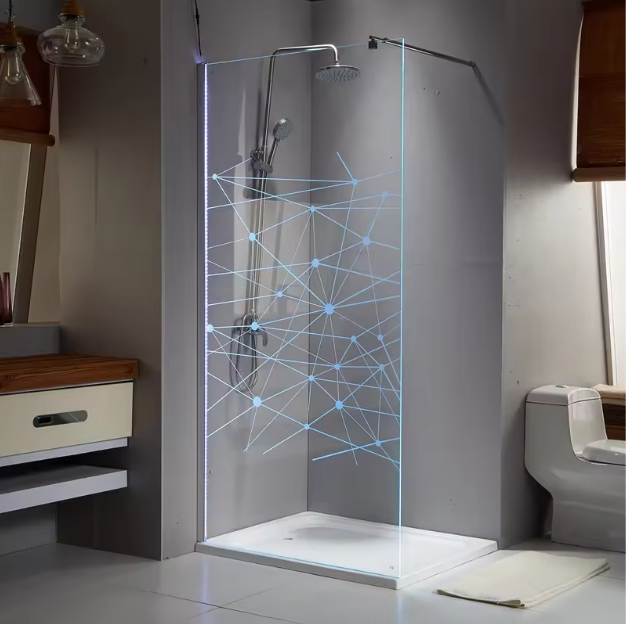 Intelligent LED Decorative Partition with Dry Wet Separation Aluminum Bathroom Screen Door