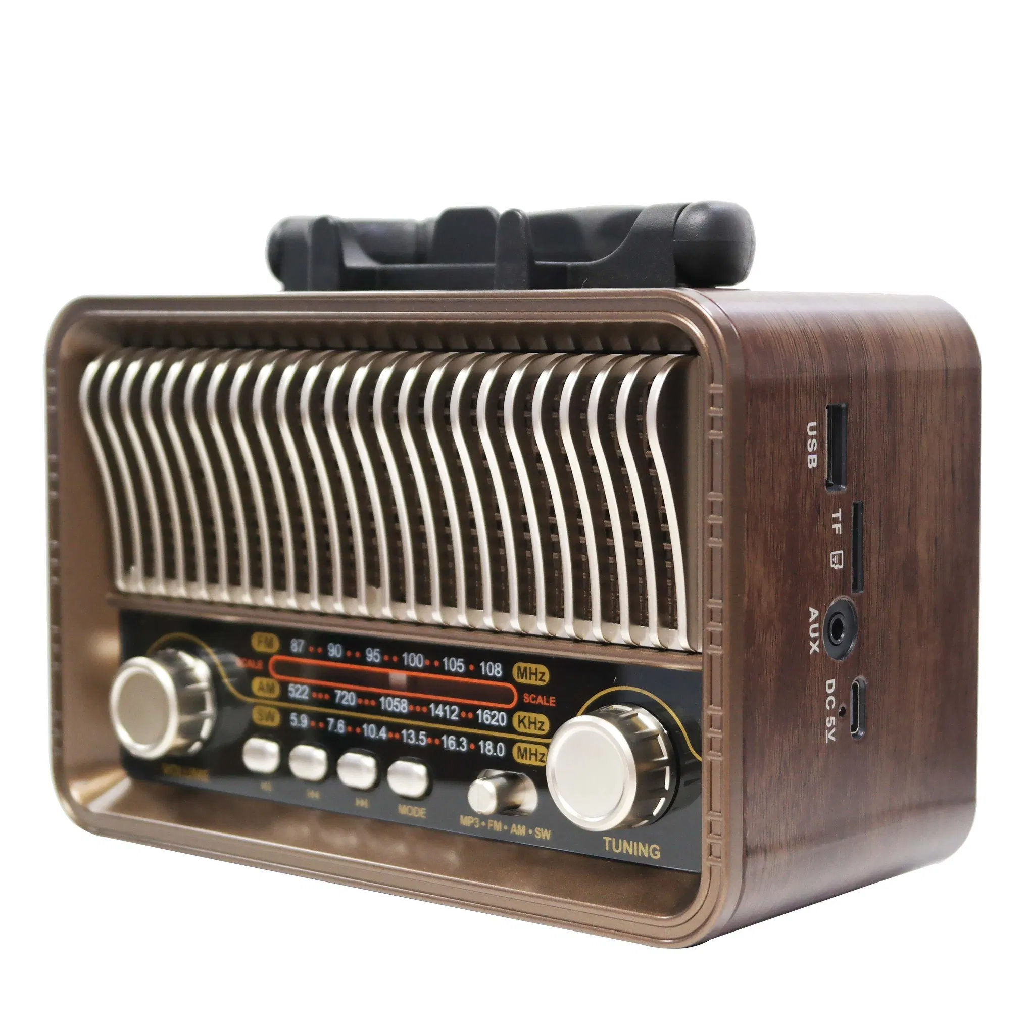 Meier M-1232BT Portable 3-Band Am FM Sw Radio, TF Card and MP3 Player, Rechargeable Speakers Bluetooth Vintage Solar MP3 Player