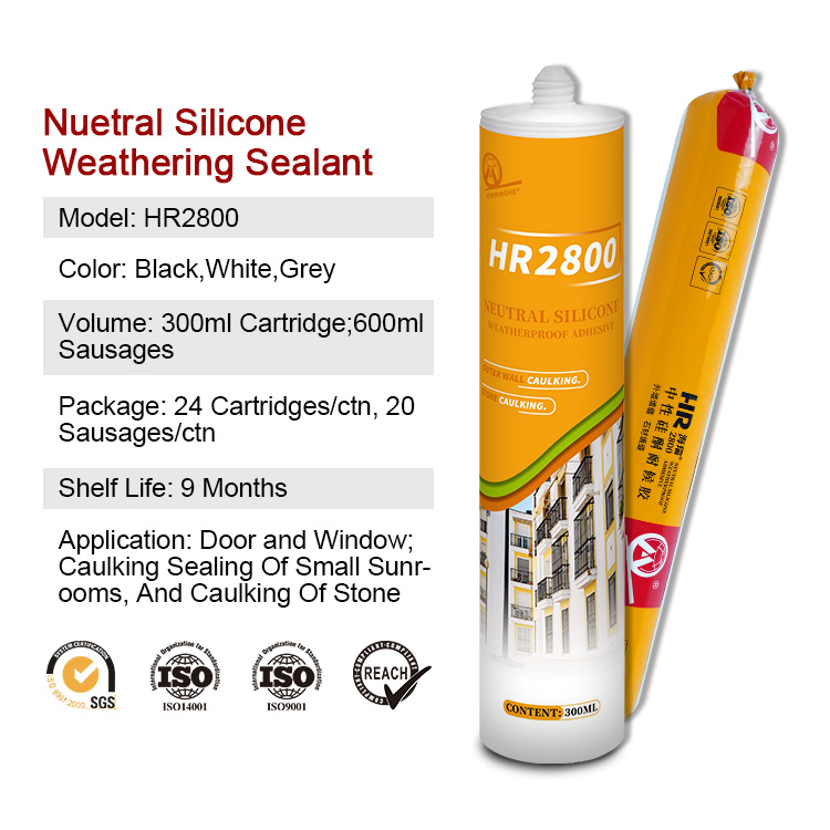 High Temperature Construction Aluminum and Glass Gray RTV Joint Silicone Sealant China
