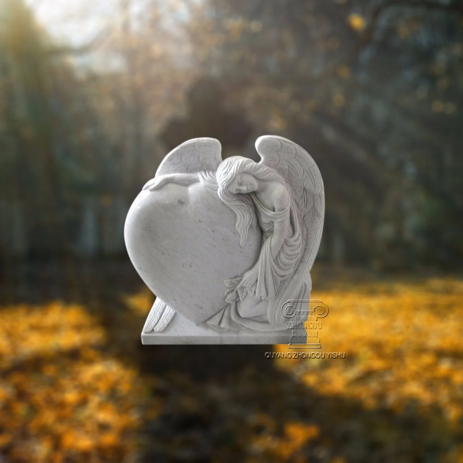 White Marble Angel Sculpture Monument