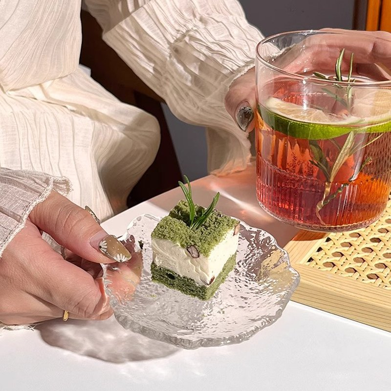 Irregular Melting Ice Glass Plate Breakfast Dessert Plate Glass Tray Glass Saucer