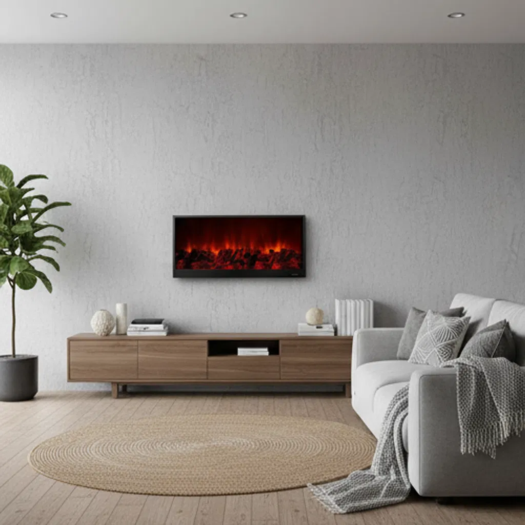 Stylish Electric Fireplace with Multi-Color LED Lighting and Remote Control