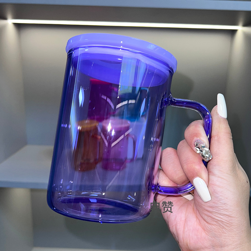 Wholesale Bulk High Borosilicate Sublimation Colored Transparent 17oz Glass Mugs Colored Jelly Clear Coffee Mugs