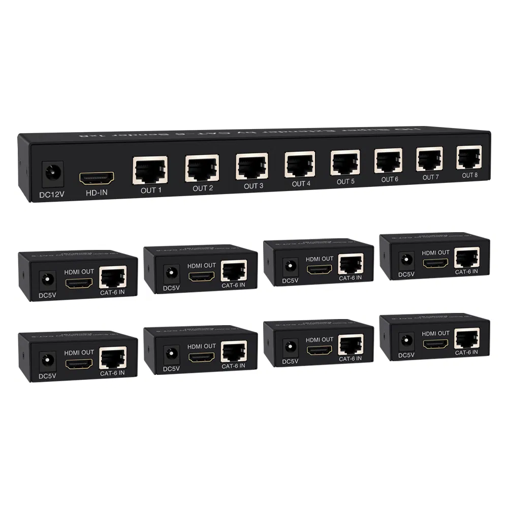 HD 60m for HDMI Video Splitters & Converters Poe Power Supply 1X8 Input 8 Output 1080P Resolution No Compression No Delay