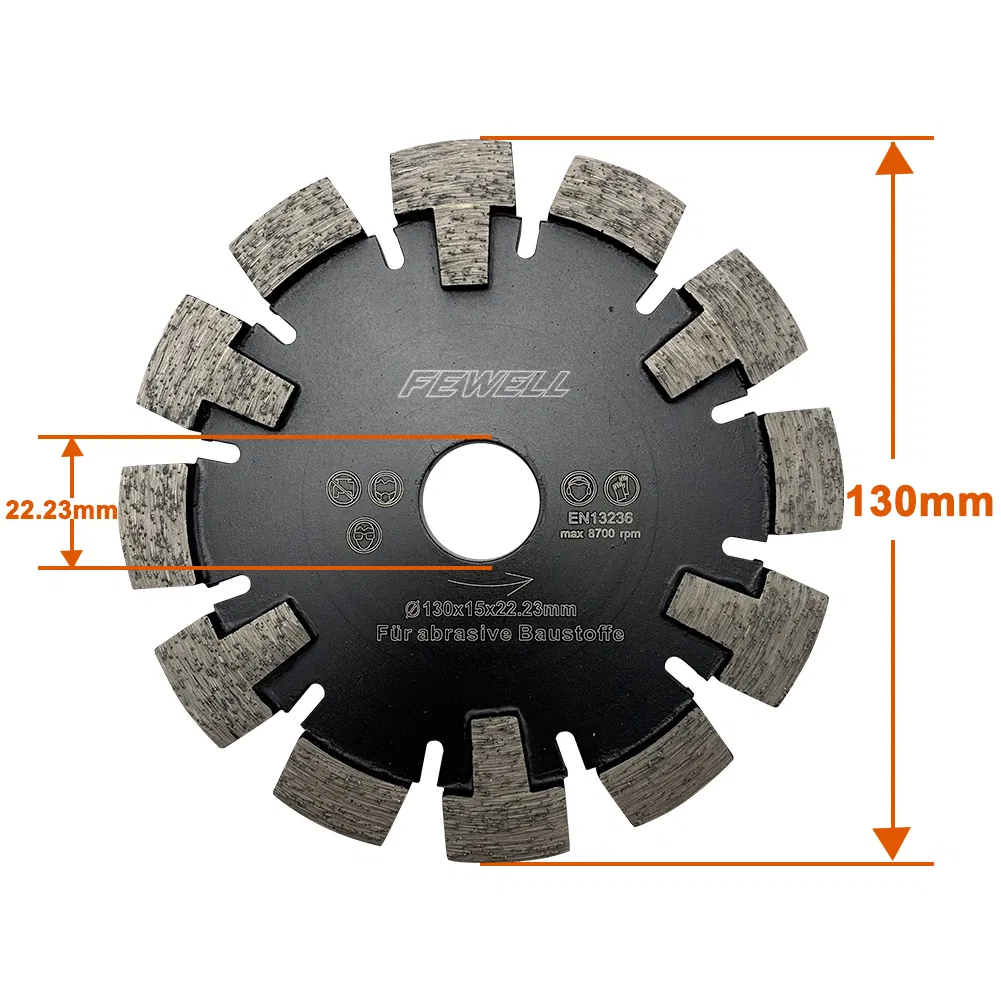 130*12*22.23mm 15mm Thickness Wall Underfloor Heating Cutting Diamond Tuck Point Saw Blade for Grooving Hard Concrete Granite Beton