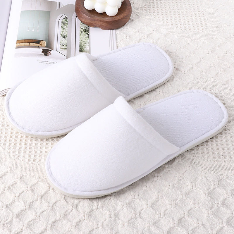 Custom Logo White Disposable Hospital Wedding Travel Hotel Bathroom SPA Slippers for Guests