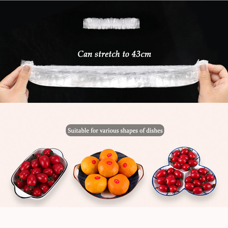 Disposable Plate Bowl Cover Transparent PE Plastic Food Fresh Bowl Food Cover Disposable Plastic Wrap Bowl Cover