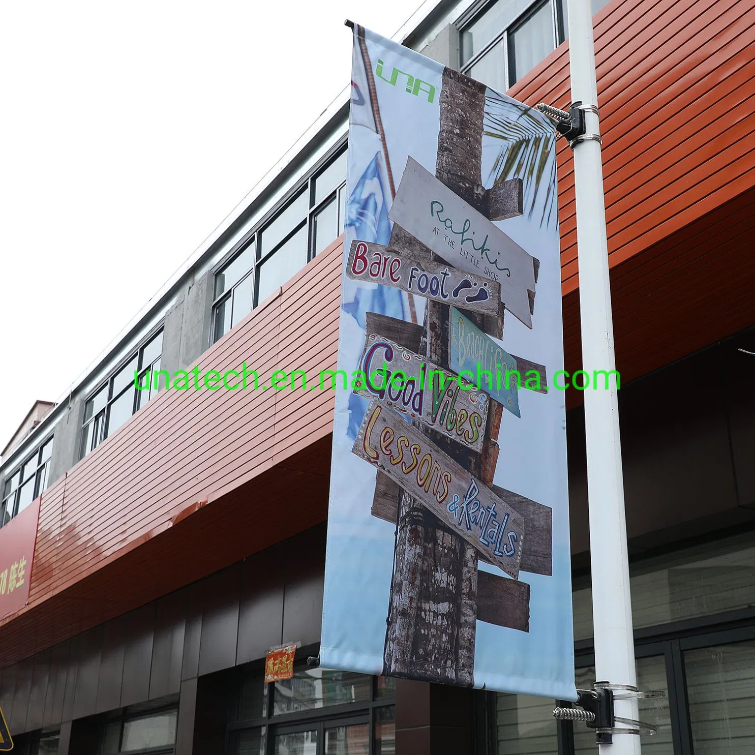 Stainless Steel Fiberglass Street Pole Advertising Parts Banner Holder