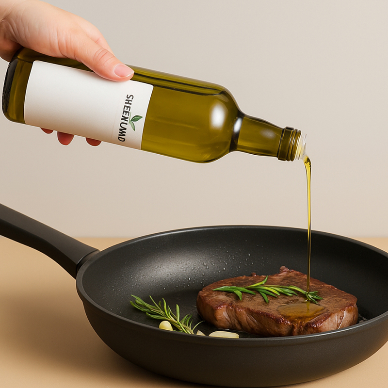 250ml 500ml 750ml 1000ml Empty Round Green Olive Oil Glass Bottle with Screw Lids