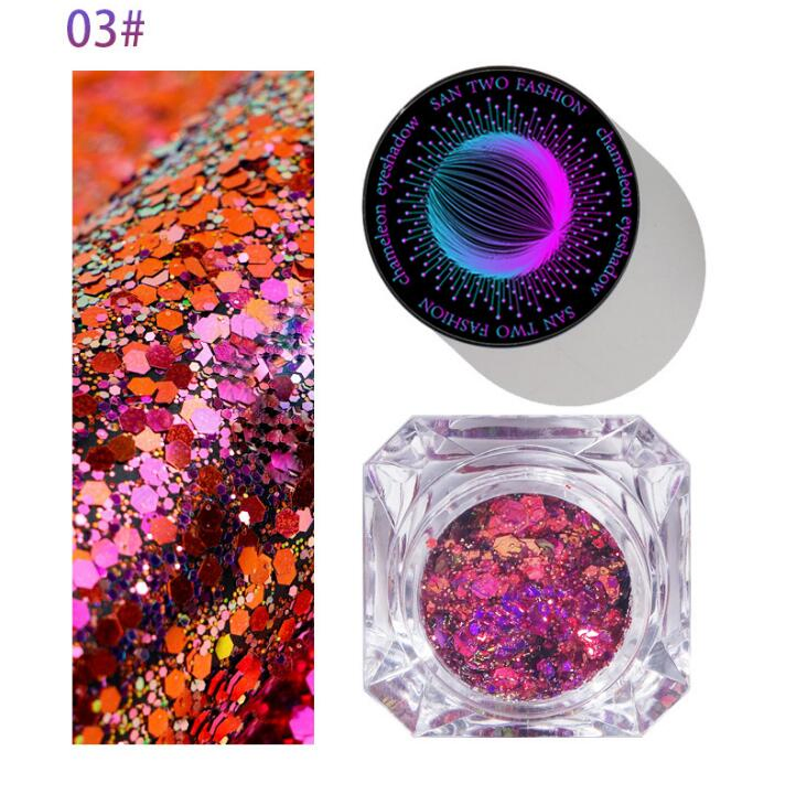 Glitter Eye Makeup Vegan Customized Logo High Pigment Chameleon Colourful Sequins Eyeshadow