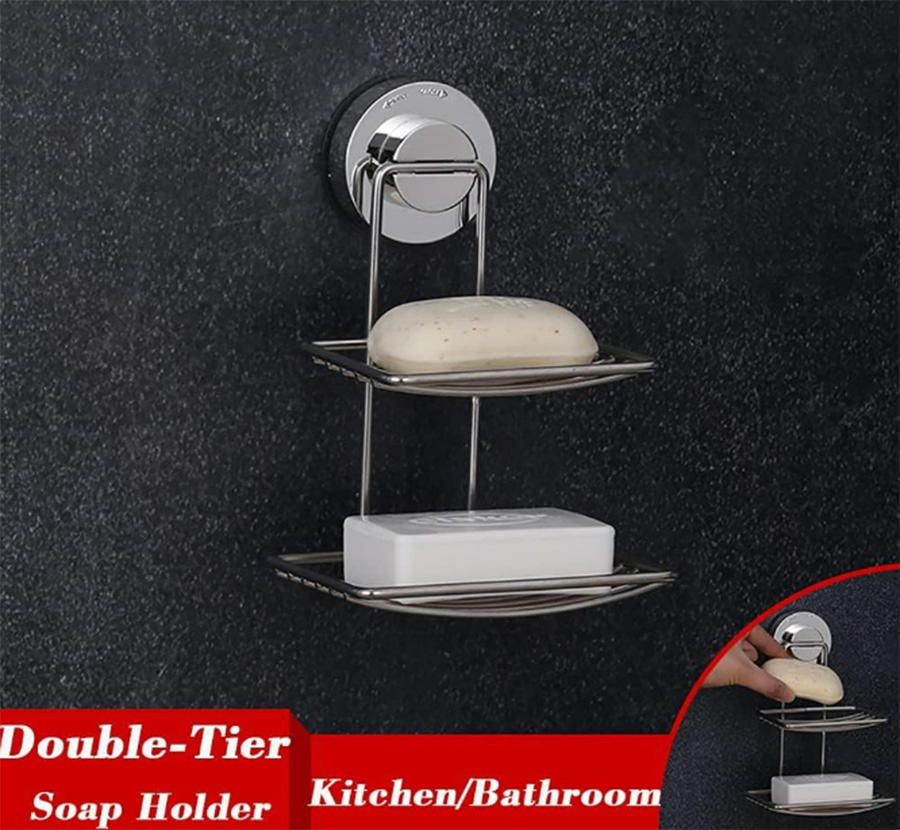Stainless Steel Soap Holder Soap Dish for Shower with Suction Cup