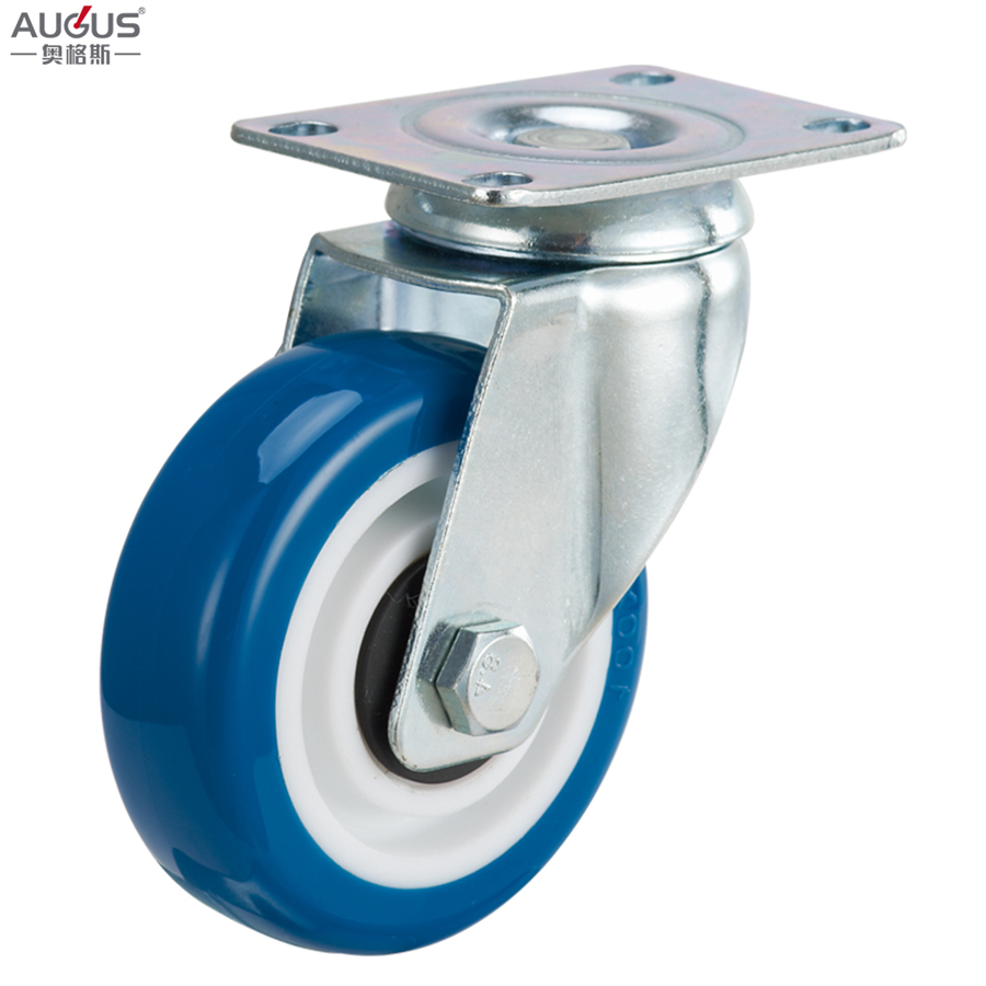 3/4/5 Inch Industrial Caster Wheel Blue Rubber Caster for Equipment Platform