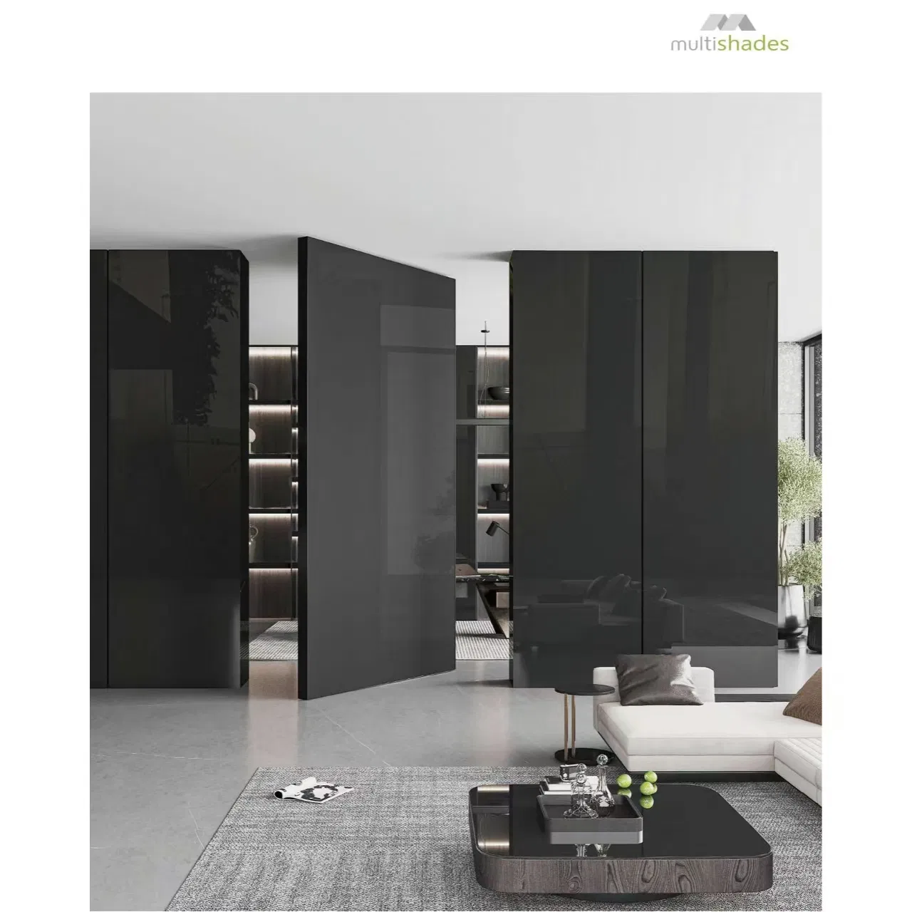 Multishades Premium Interior Glass Pivot Door Tempered Glass off-Axis Swing Design for Modern Home & Office