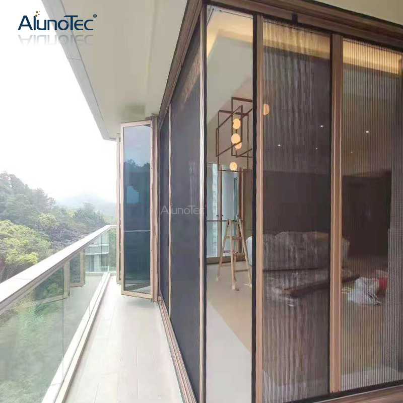 Outdoor Custom Size Retractable Fly Screen Retractable Screens Bio-Fold Mesh Door