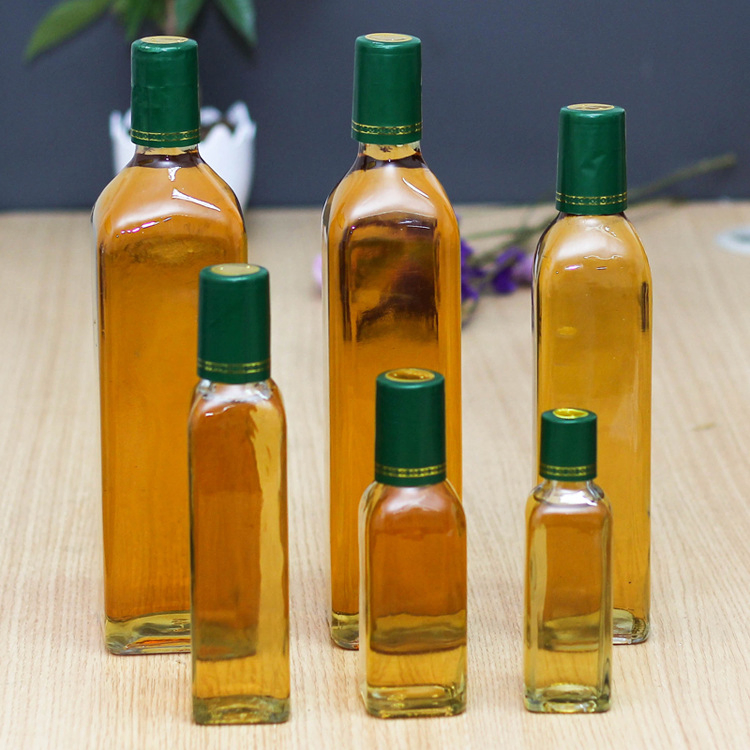 250ml 500ml 750ml 1000ml Square and Round Clear Marasca Glass Bottle Olive Oil Bottle