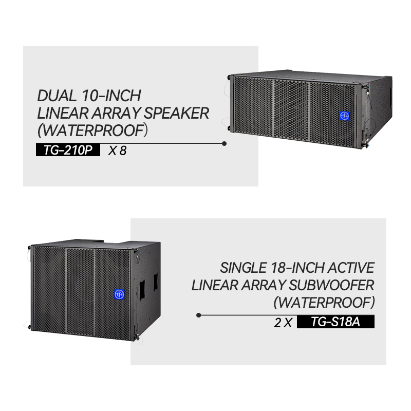 Chordio Tg-210 Active Professional Audio Party PA Sound System Dual 10 Inch Line Array Loud Speaker for Church