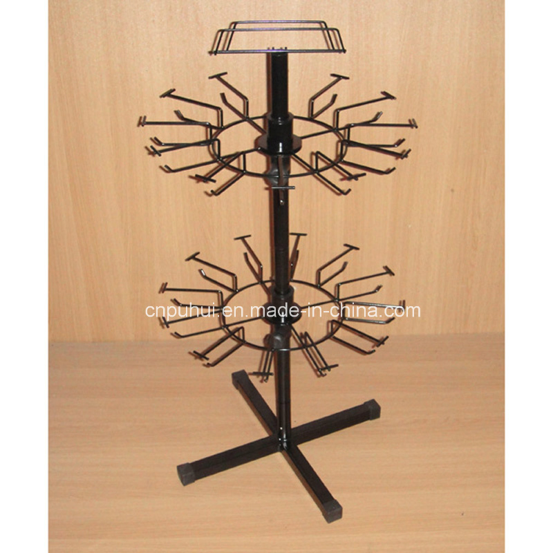 Counter Top Spinning Metal Prong Hooks Fishing Rods Retail Display Rack (PHY188)
