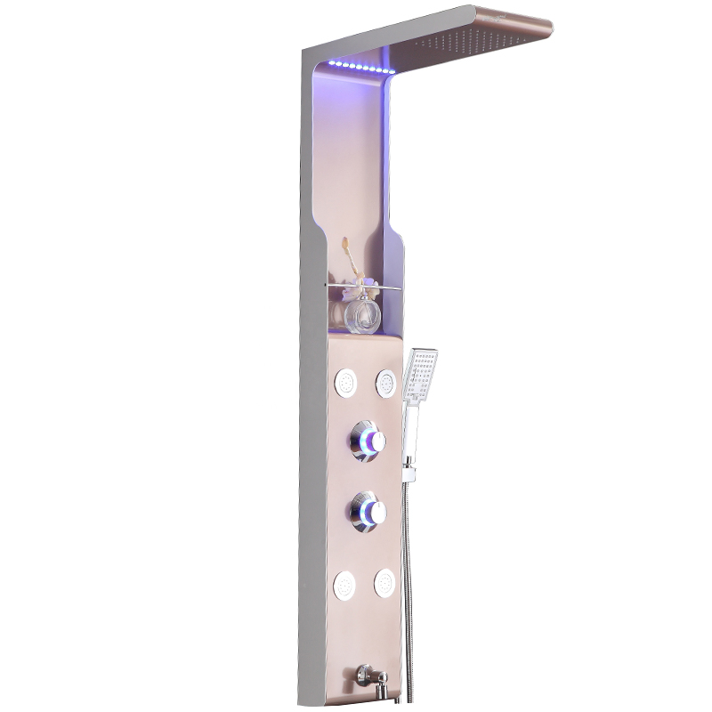 New Style Large Multifunctional Glass Laminate LED Shower Columns Panels