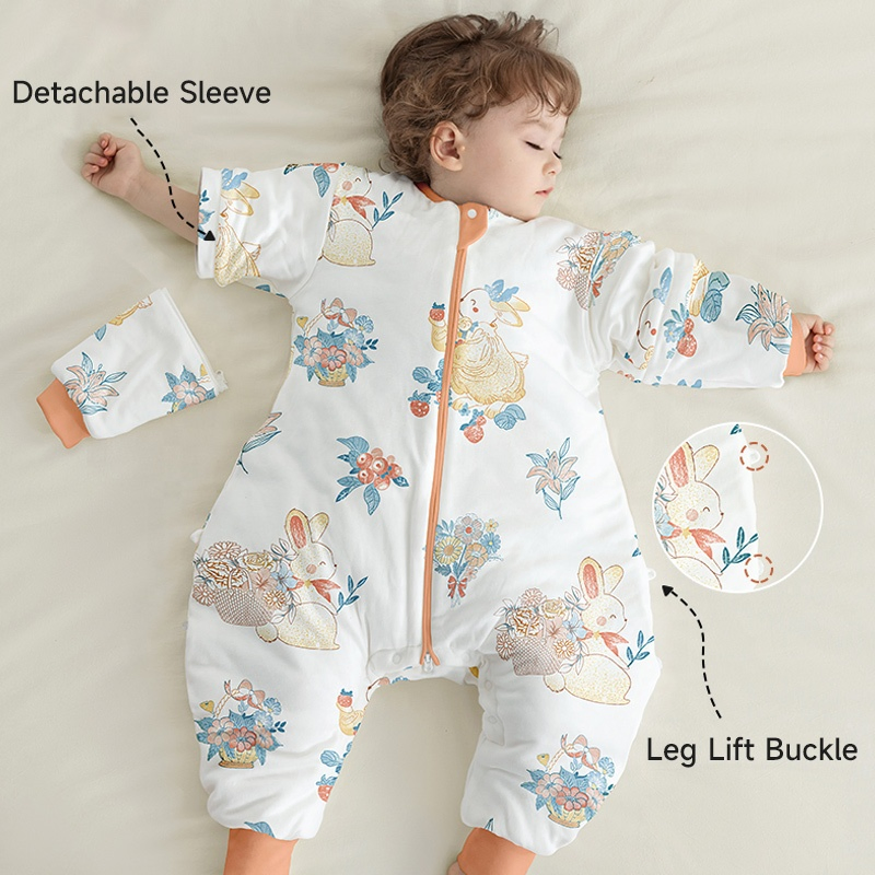Children Winter Split Legs Sleeping Bag Thermostatic Baby Bamboo Cotton Sleeping Sack