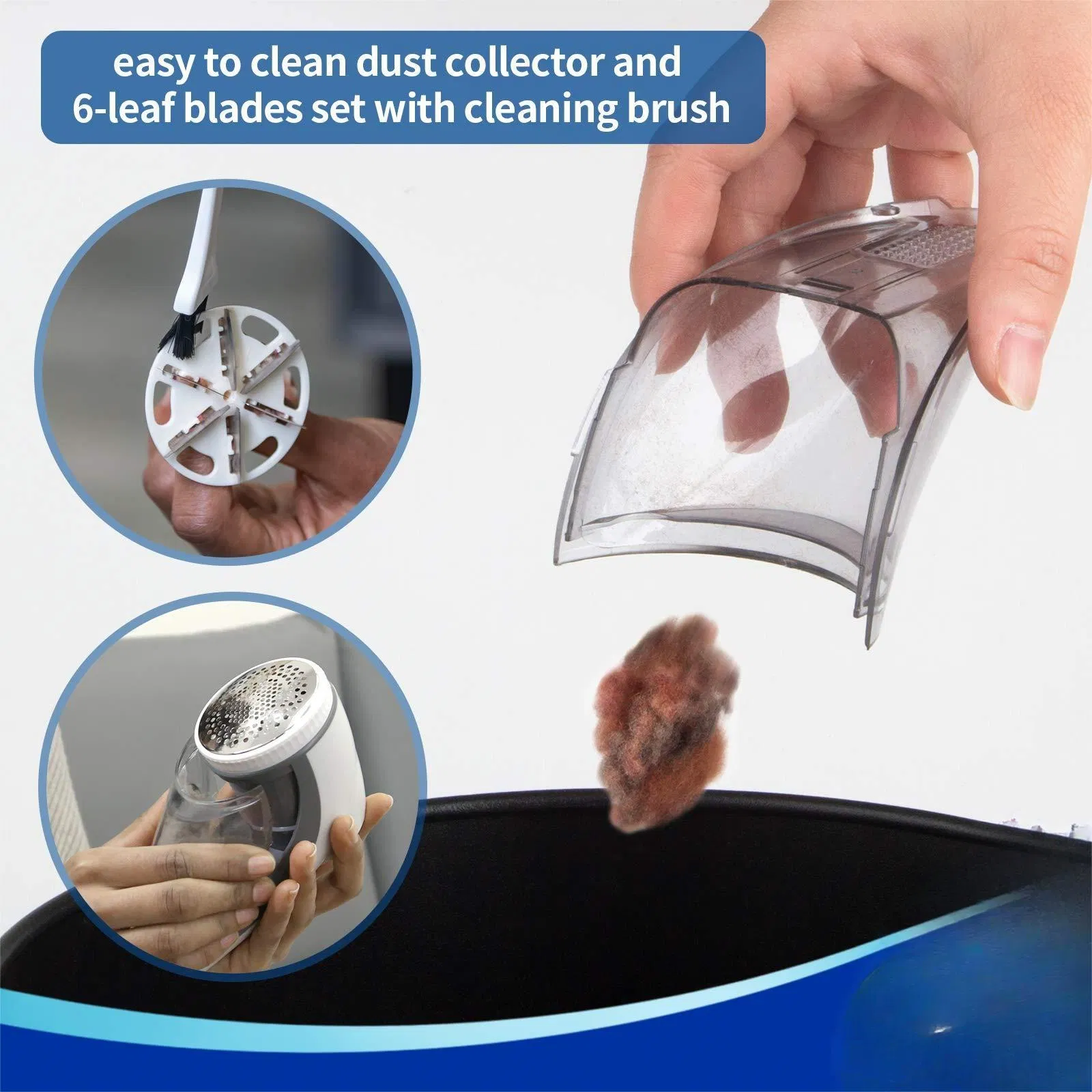 Fabric Shaver 2-Speeds Rechargeable Electric 2 Replaceable Upgraded 6-Leaf Blades Lint Remover