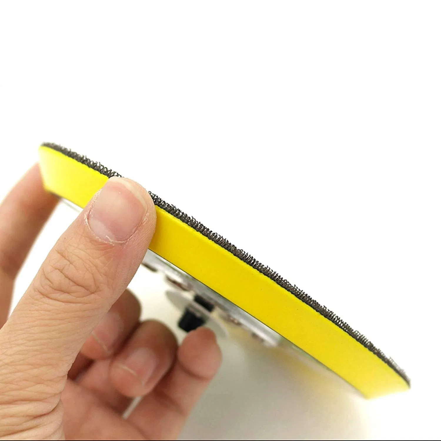 Yellow Hand Sanding Block 3 Inch Hook and Loop Round Hand Sanding Pad Connect with Sandpaper