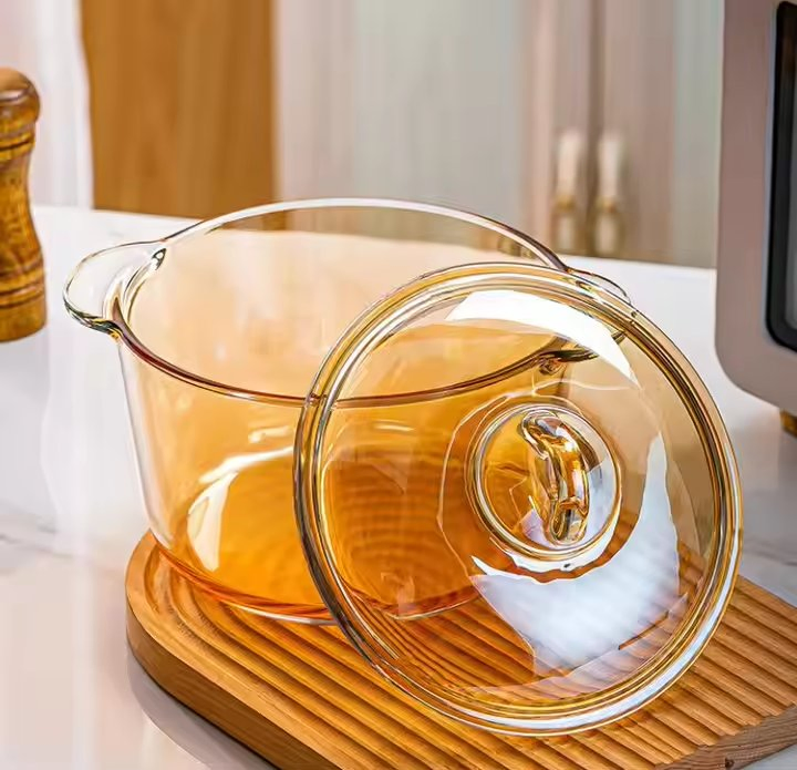 Stock 2.5L Big Pot Two Ears Oven Stew Kitchen Accessories Cookware Soup Cooking Pot Dish Glass Casseroles