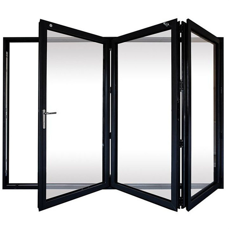Frameless Glass Soundproof Exterior Folding Garage Bi-Folding Aluminum Doors for Restaurant