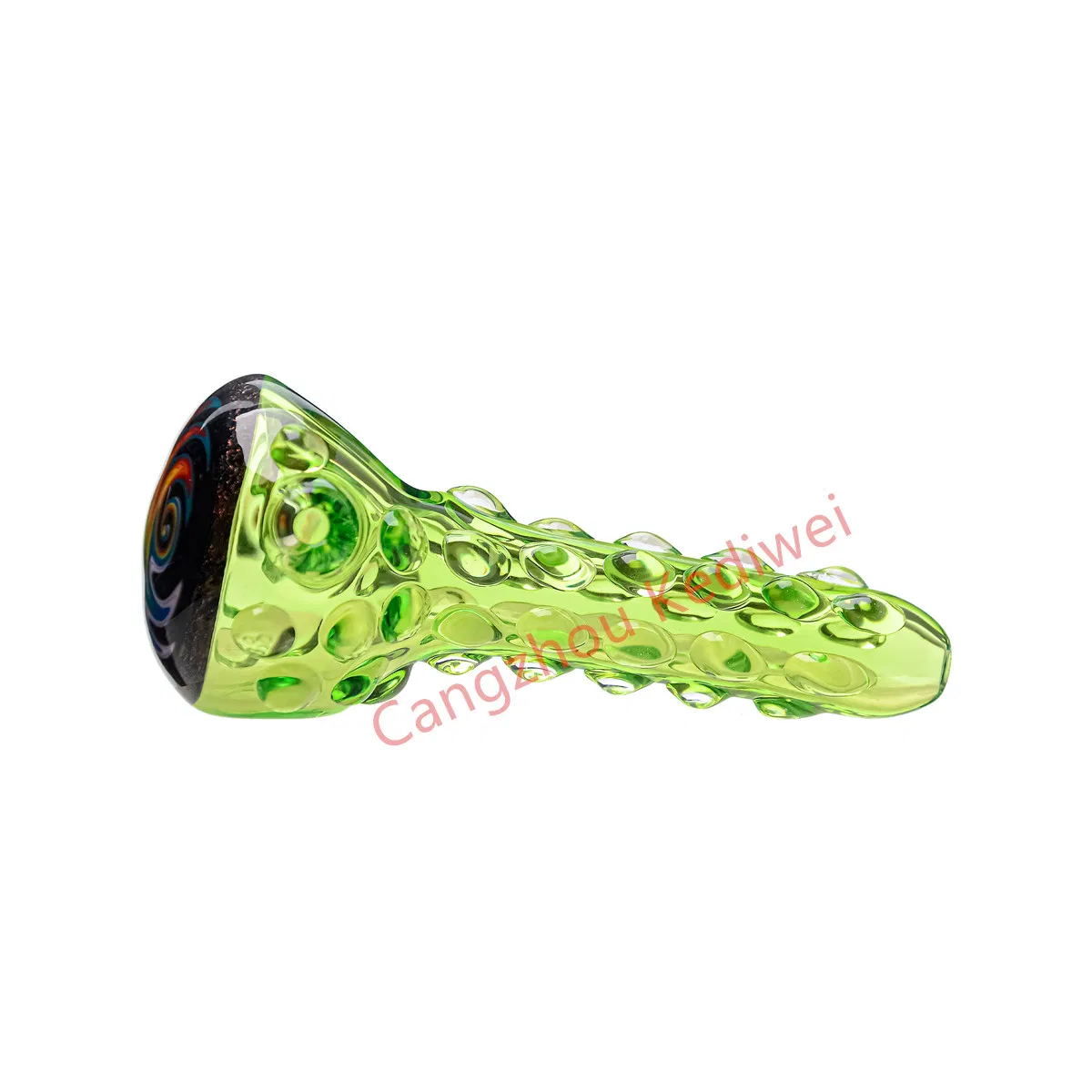 Us Color Wigwag Glass Hand Pipe Spoon Pipe with Encased Opal