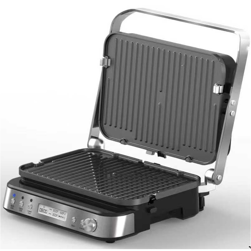 1600W Electric Contact Grill with Digital Display and Time Control