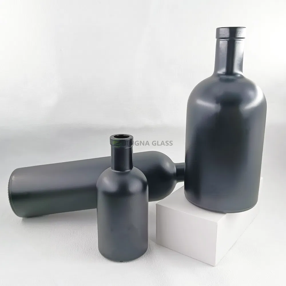 100ml 300ml 500ml 700ml 750ml Matte Black Glass Bottle for Liquor Vodka Whiskey Tequila