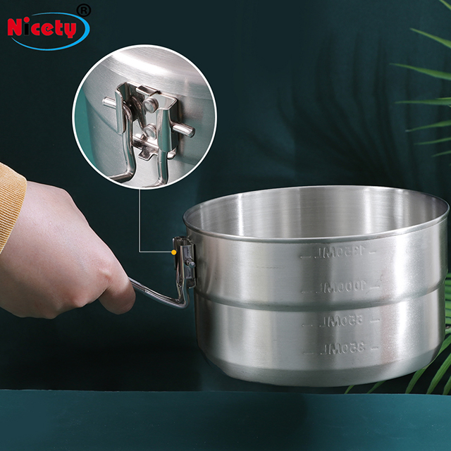 Outdoor Anti-Scalding Non-Toxic Environmental Protection Stainless Steel Camping Pot with Handle