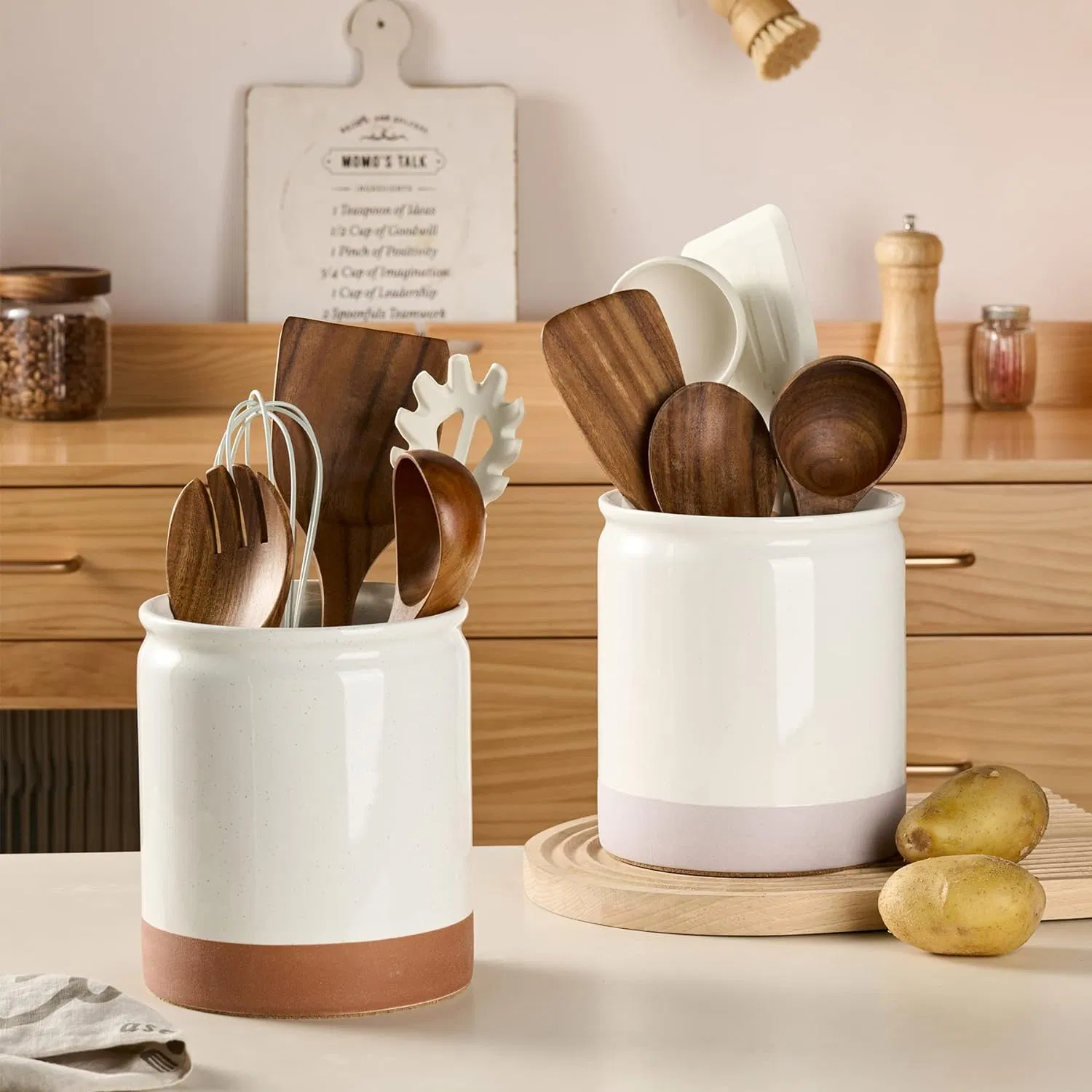 Extra Large Ceramic Utensil Holder Handmade Porcelain Kitchen Tool Utensil Storage