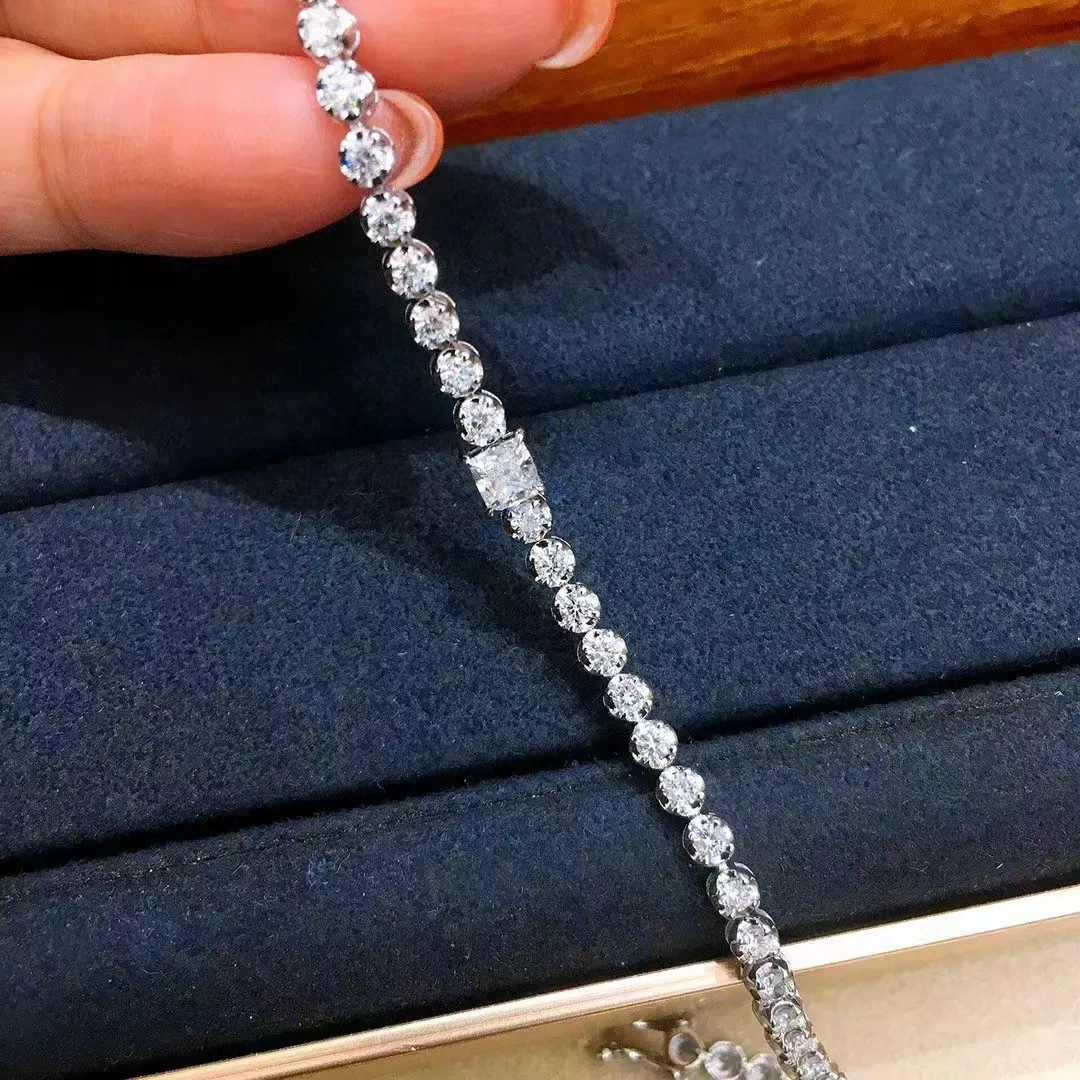 Custom Elegant White Gold Lab Diamond Bracelet Fancy Shape Diamond Bracelet with Igi Certificate