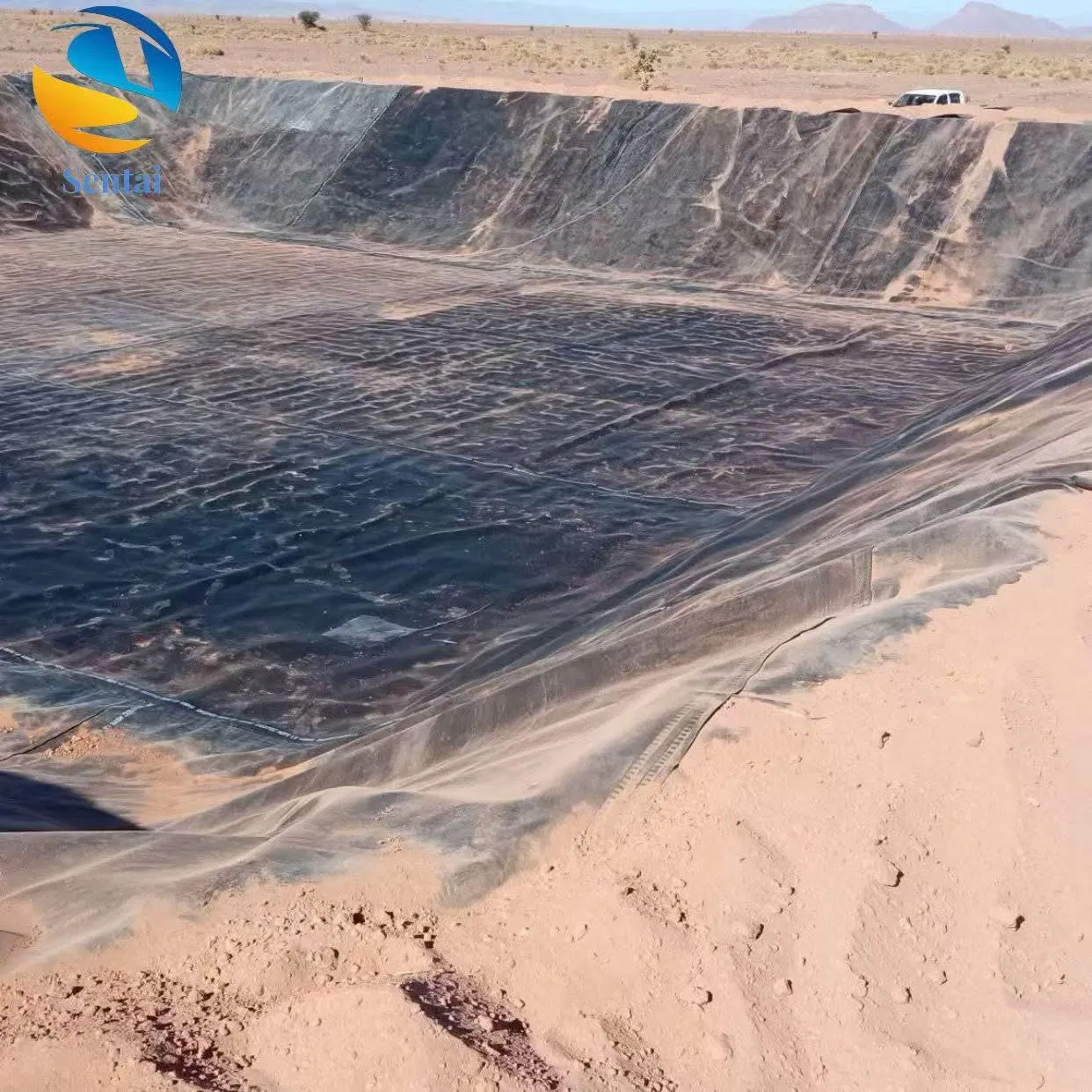 HDPE Geomembrane Liner Covering Garbage Dump, Ash Heap Leaching Pool, Oxidation Pond, Acid Alkali Resistant Black Film 1mm 1.5mm 2mm Geomembrane Pond Liner