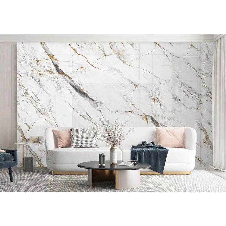 Luxury Calacatta White Gold Marble Wall Floor Countertop Sinterized Stone Artificial Marble Sintered Stone Slab