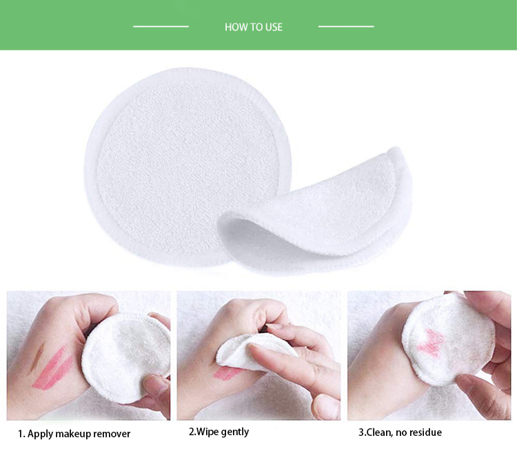High Quality OEM Custom Organic Reusable Washable Bamboo Cotton Makeup Remover Face Pads