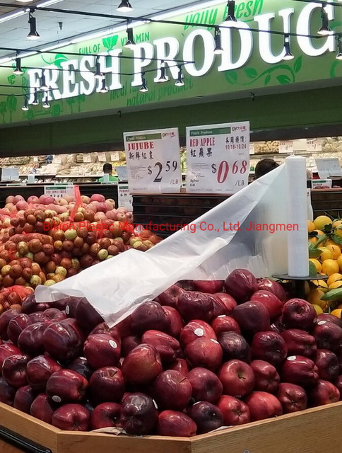 Supermarket Plastic Flat Vegetable and Fruit Packaging Produce Roll Bag