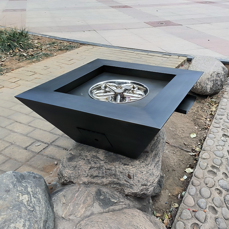 Stainless Steel Water Fire Bowls Outdoor Gas Fire Pit Waterfall