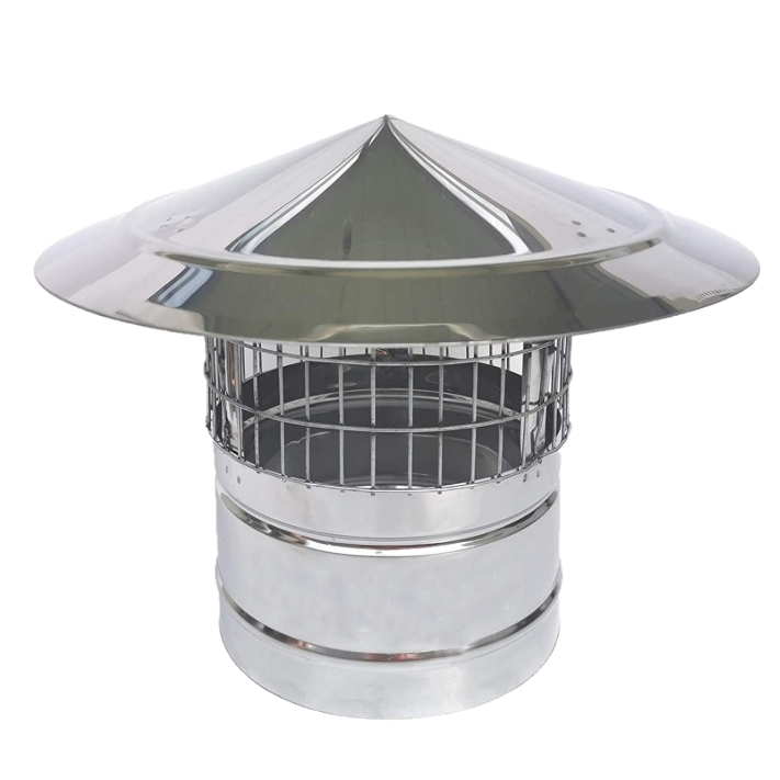 Stainless Steel Chimney Hat Round Rain Cap with Bird Guard 150 mm