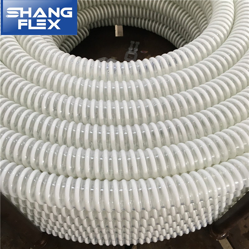 Corrugated White Helix Heavy Duty PVC Suction Discharge Water Hose