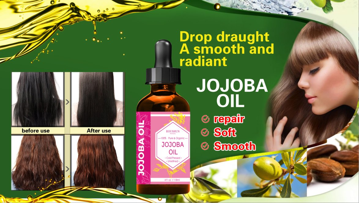 Roushun Premium Organic Jojoba Serum Oil for Daily Moisturizing and Nourishing
