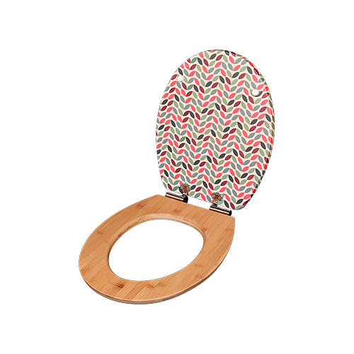 Bamboo Elongated Toilet Seats Lid Covers with Stainless Steel Hinge Toilet Lip