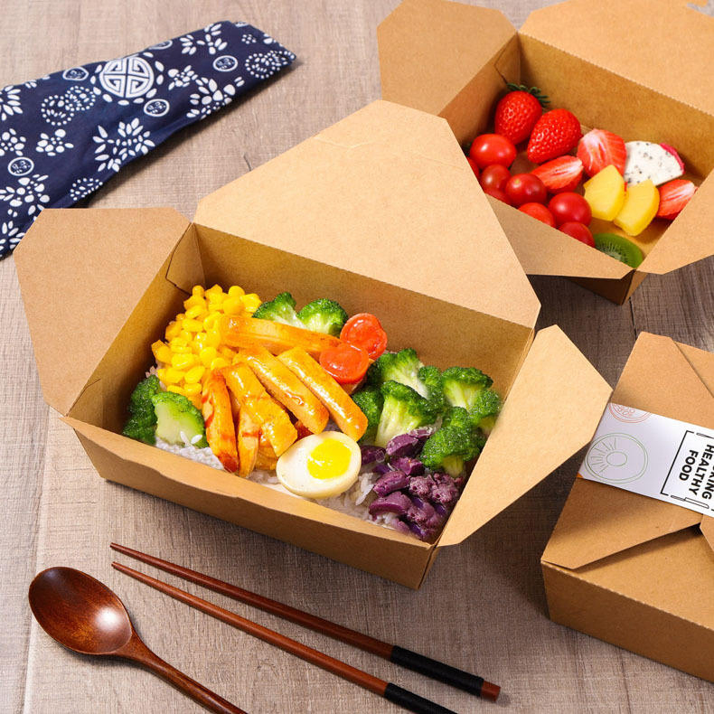 Eco Friendly Paper Lunch Box Disposable Takeout Container for Food Packaging
